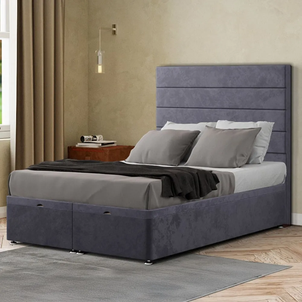 George Double Ottoman Bed with Storage - Grey, Plush