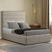 George King Size Ottoman Bed with Storage - Cream