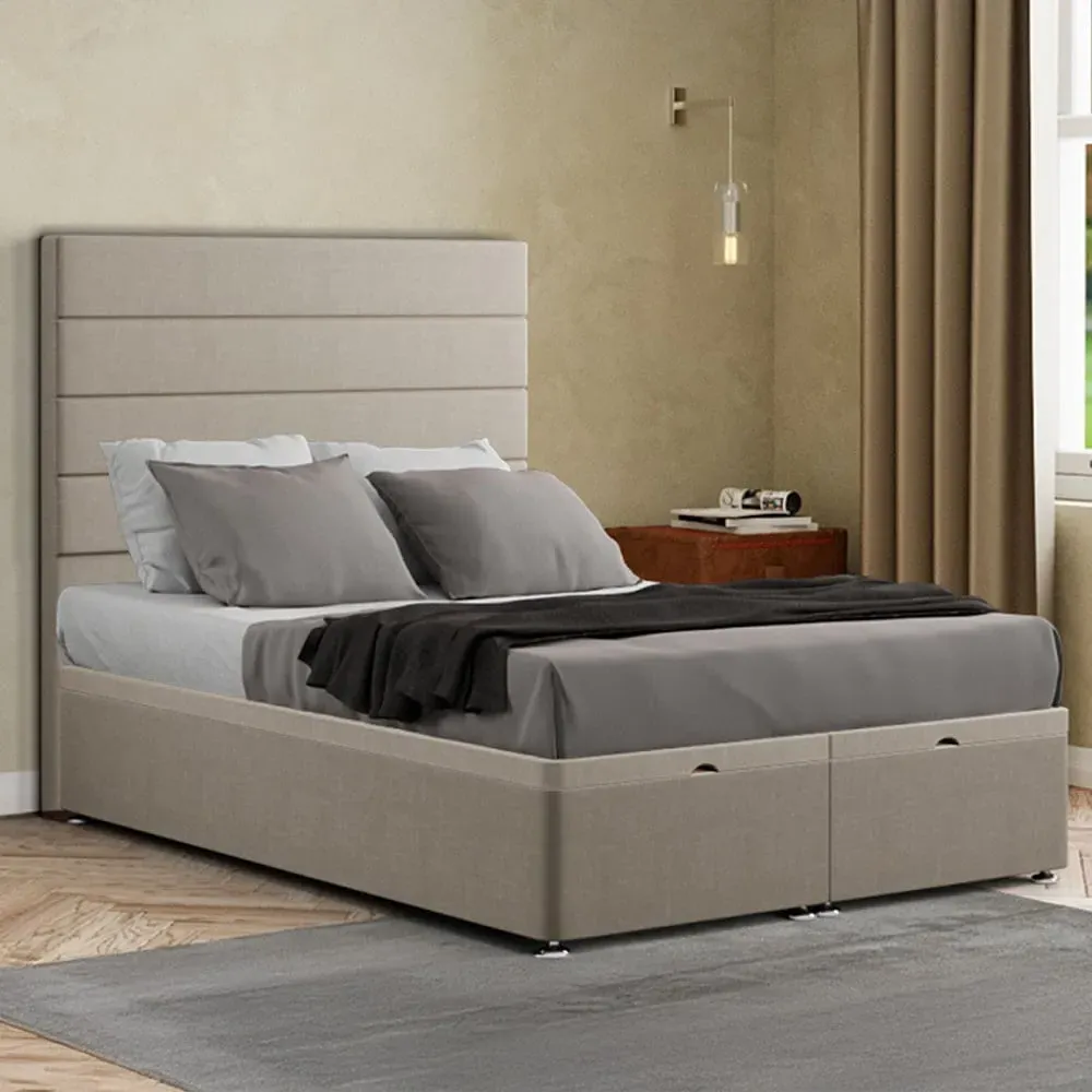 George King Size Ottoman Bed with Storage - Cream