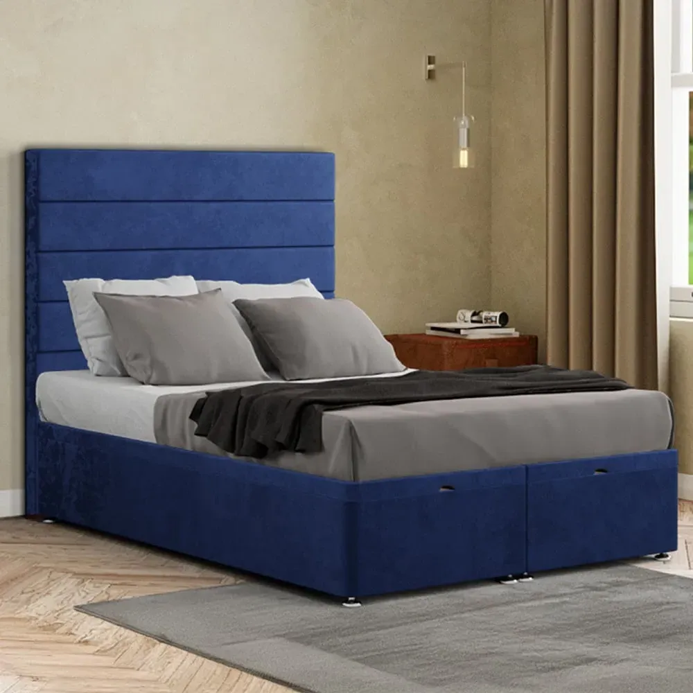 George Single Ottoman Bed with Storage - Blue, Plush image