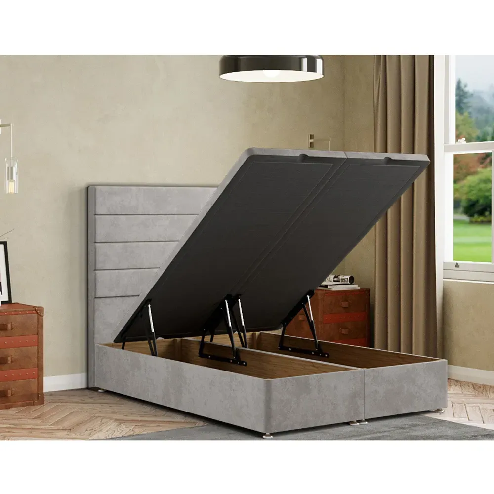 George Single Ottoman Bed with Storage - Silver, Plush