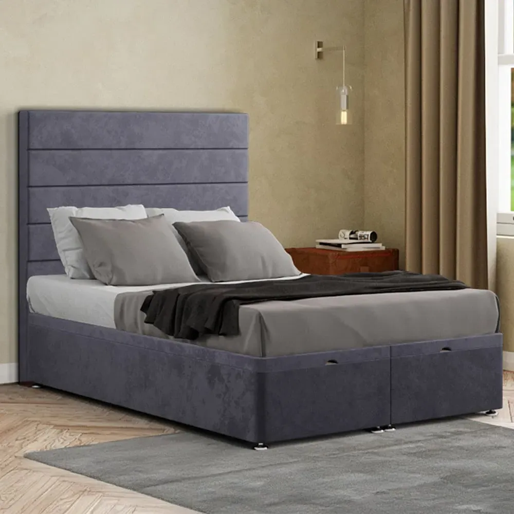 George Single Ottoman Bed with Storage - Steel, Plush