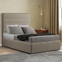 George Small Double Ottoman Bed with Storage - Beige, Linen