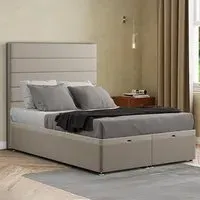 George Small Double Ottoman Bed with Storage - Cream, Linen