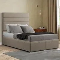 George Super King Size Ottoman Bed with Storage - Cream, Linen