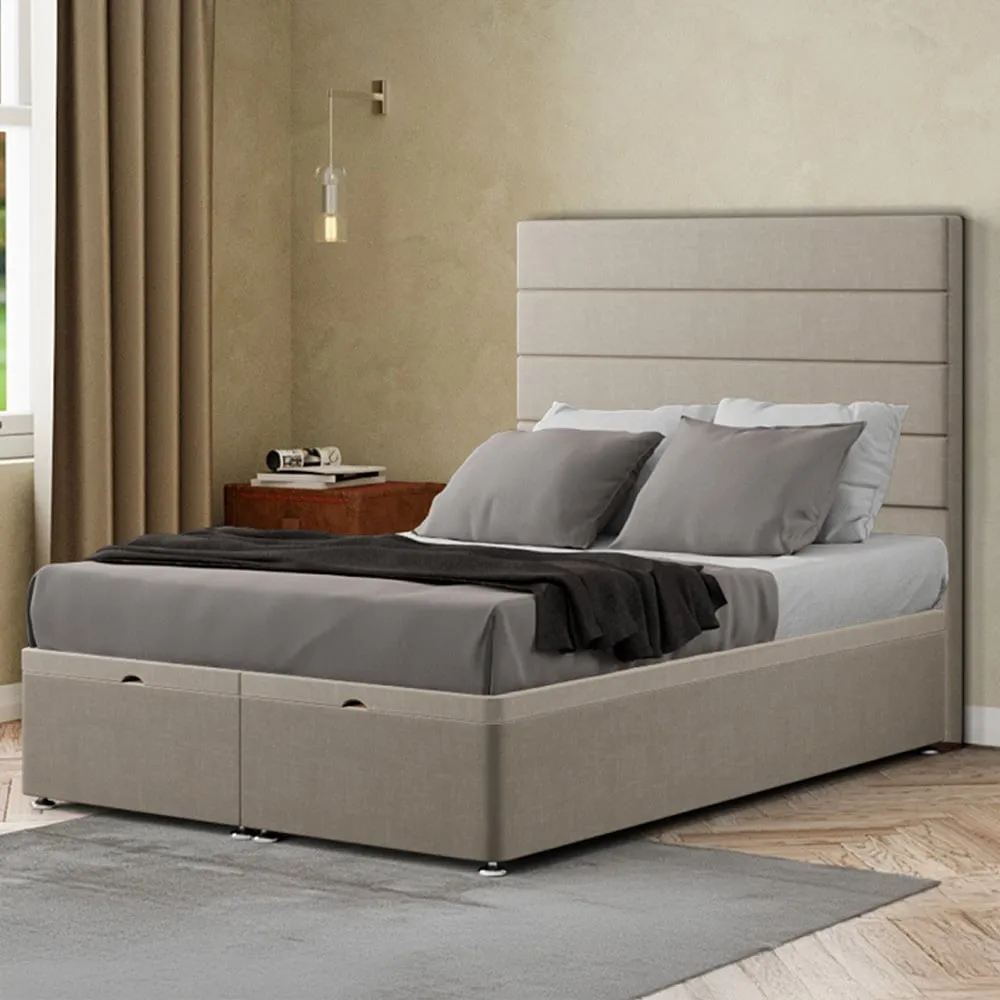 George Super King Size Ottoman Bed with Storage - Cream