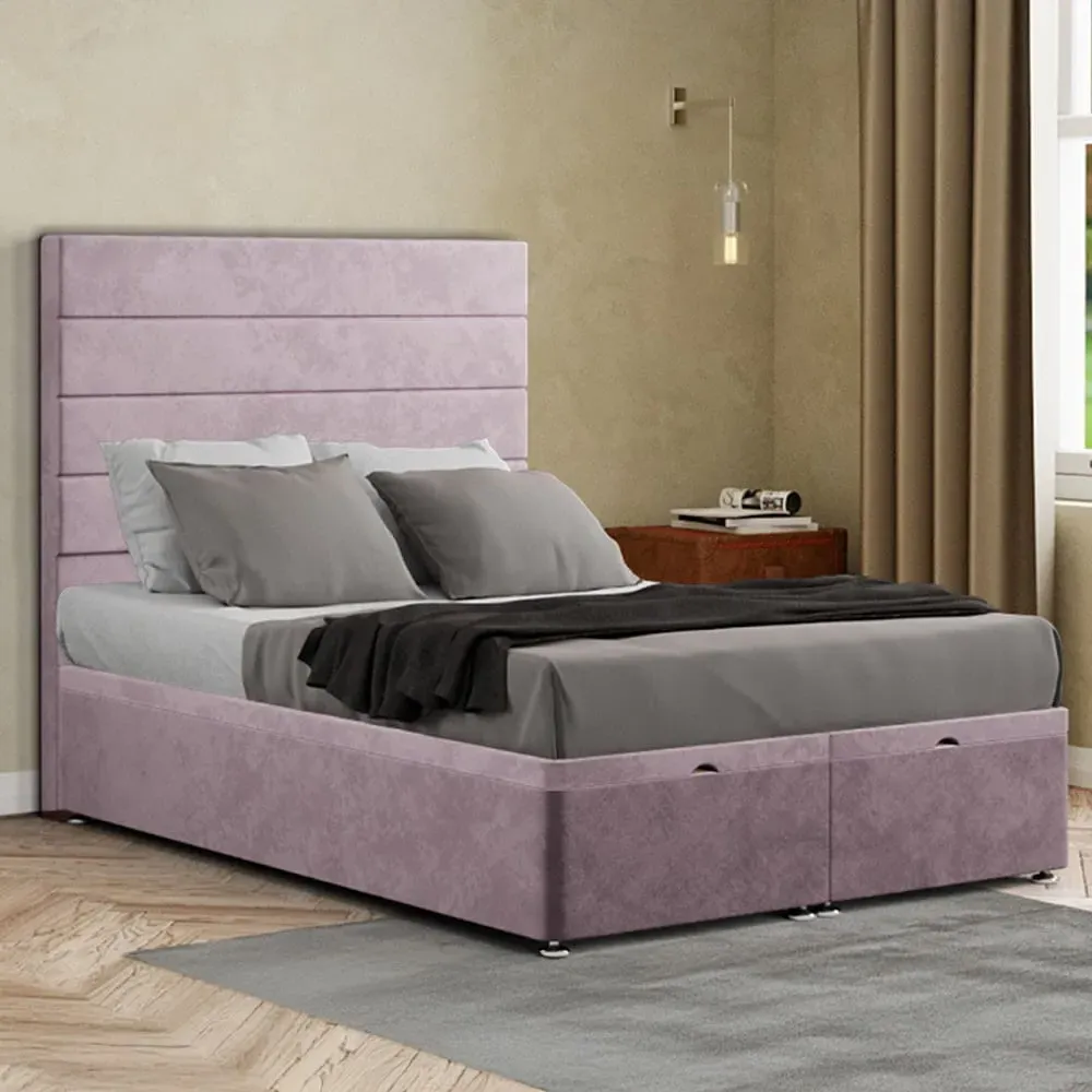 George Super King Size Ottoman Bed with Storage - Pink, Plush