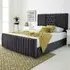 Gracie Double Bed Frame with Lined Headboard - Grey, Velvet