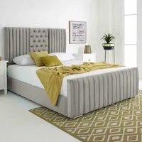 Gracie Double Bed Frame with Lined Headboard - Silver, Velvet