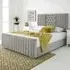 Gracie Double Bed Frame with Lined Headboard - Silver, Velvet