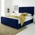 Gracie King Size Bed Frame with Lined Headboard - Blue, Velvet