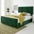Gracie King Size Bed Frame with Lined Headboard - Green, Velvet