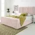 Gracie King Size Bed Frame with Lined Headboard - Pink, Velvet