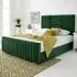 Gracie Single Bed Frame with Lined Headboard - Green, Velvet