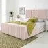 Gracie Single Bed Frame with Lined Headboard - Pink, Velvet