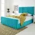 Gracie Single Bed Frame with Lined Headboard - Teal, Velvet