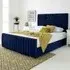 Gracie Small Double Bed Frame with Lined Headboard - Blue, Velvet