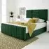 Gracie Small Double Bed Frame with Lined Headboard - Green, Velvet