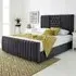 Gracie Small Double Bed Frame with Lined Headboard - Grey, Velvet