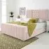 Gracie Small Double Bed Frame with Lined Headboard - Pink, Velvet