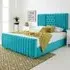 Gracie Small Double Bed Frame with Lined Headboard - Teal, Velvet