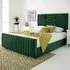 Gracie Super King Size Bed Frame with Lined Headboard - Green, Velvet