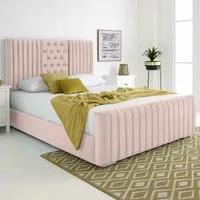 Gracie Super King Size Bed Frame with Lined Headboard - Pink, Velvet