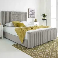 Gracie Super King Size Bed Frame with Lined Headboard - Silver, Velvet