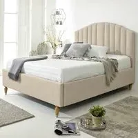 Henrik Double Arlington Fabric Bed Frame - Cream