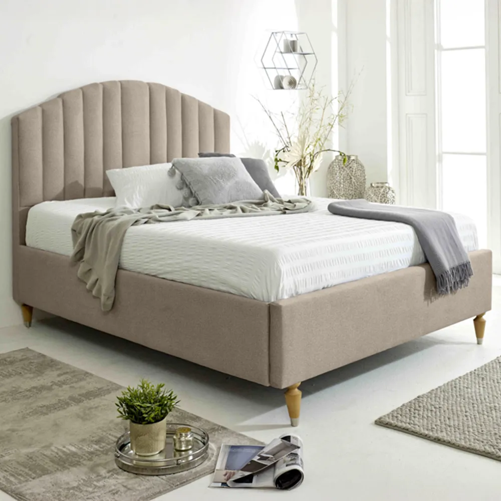 Henrik Double Arlington Fabric Bed Frame - Cream