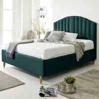 Henrik Double Arlington Fabric Bed Frame - Green