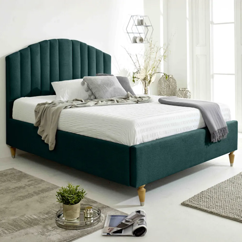 Henrik Double Arlington Fabric Bed Frame - Green