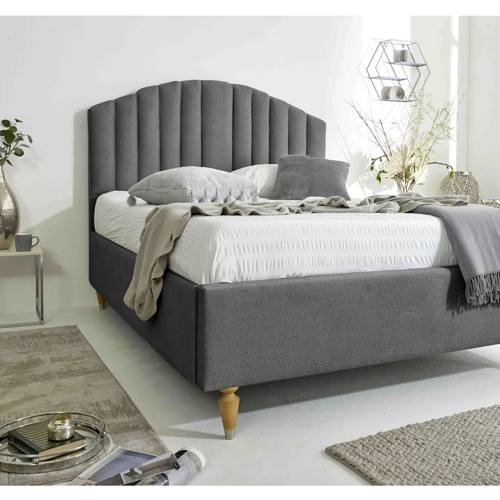 Henrik Double Arlington Fabric Bed Frame - Grey