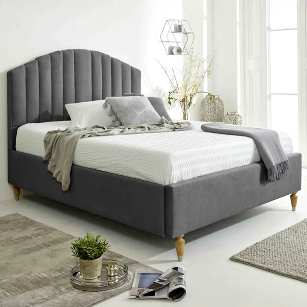 Henrik Double Arlington Fabric Bed Frame - Grey