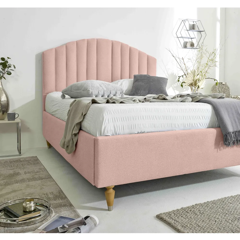 Henrik Double Arlington Fabric Bed Frame - Pink