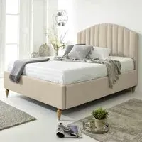 Henrik King Size Arlington Fabric Bed Frame - Cream