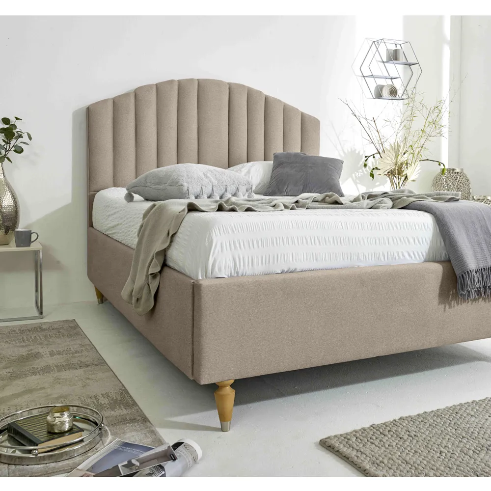 Henrik King Size Arlington Fabric Bed Frame - Cream