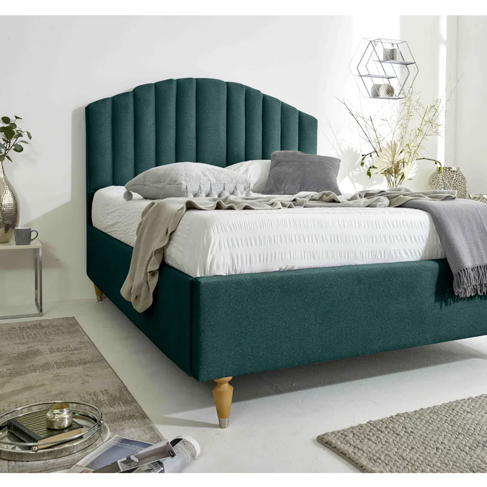 Henrik King Size Arlington Fabric Bed Frame - Green