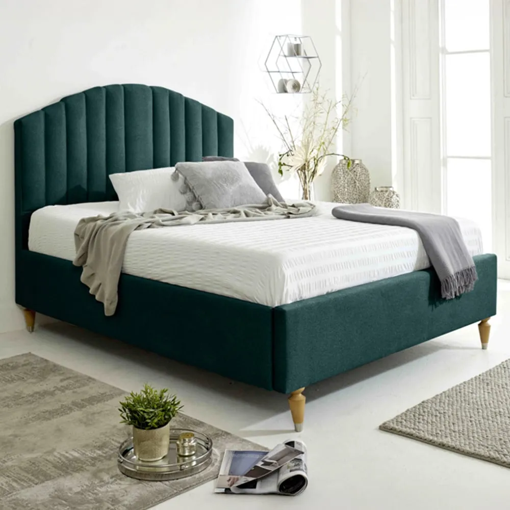 Henrik King Size Arlington Fabric Bed Frame - Green