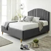 Henrik King Size Arlington Fabric Bed Frame - Grey