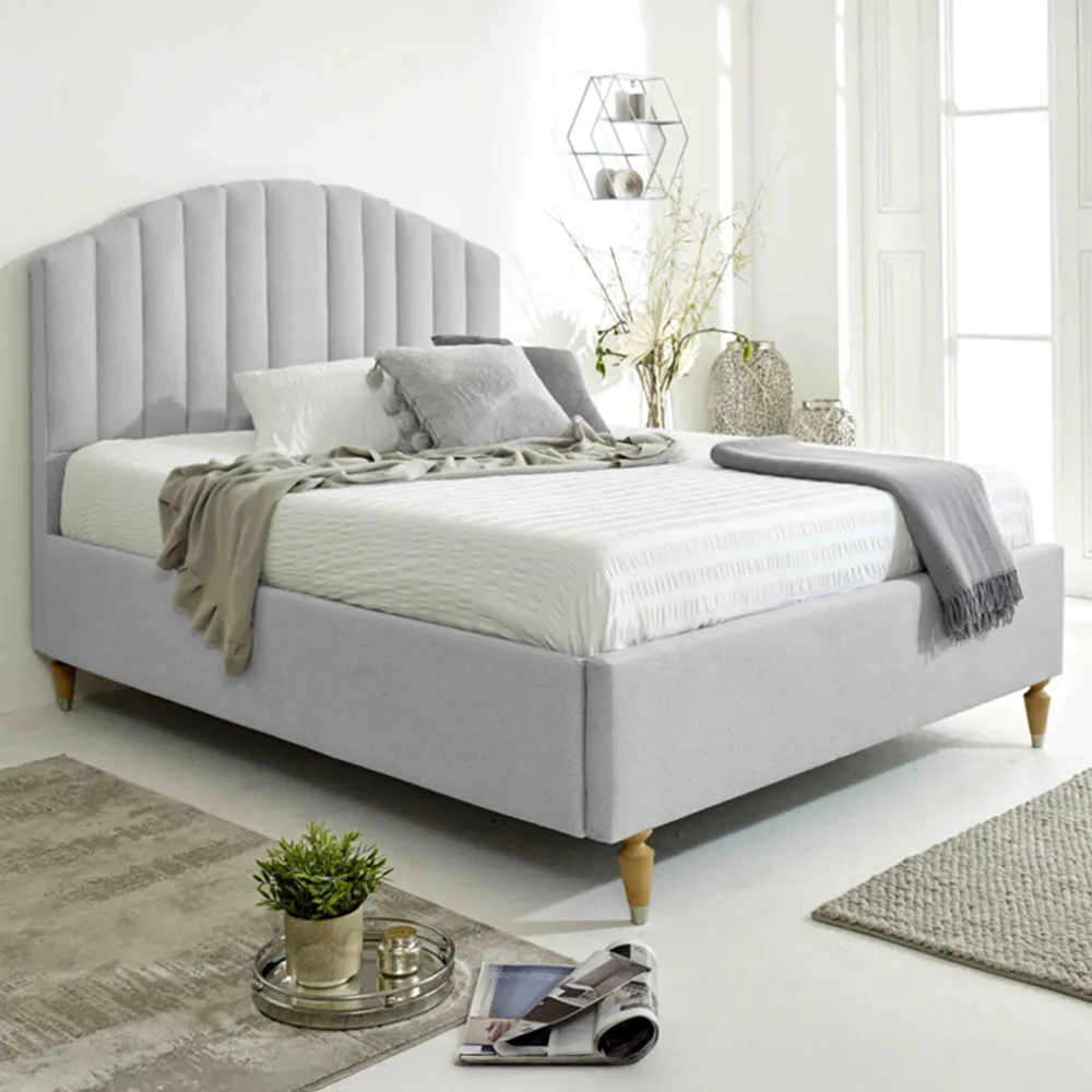 Henrik King Size Arlington Fabric Bed Frame - Silver