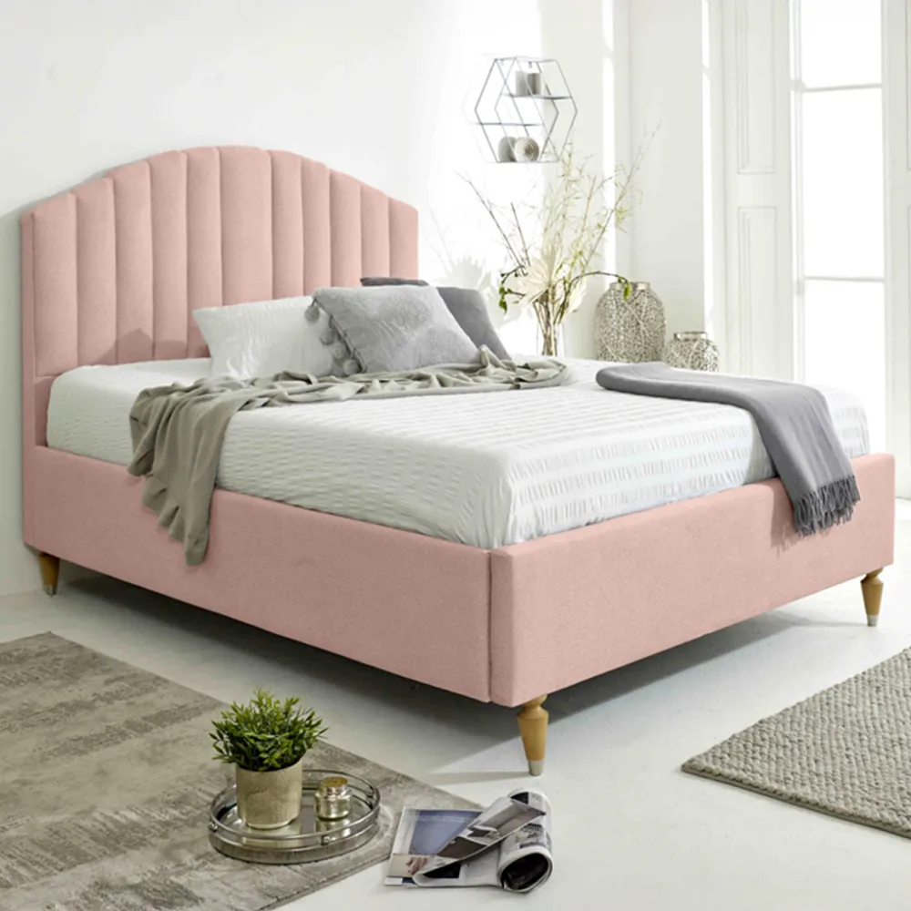Henrik Small Double Arlington Fabric Bed Frame - Pink