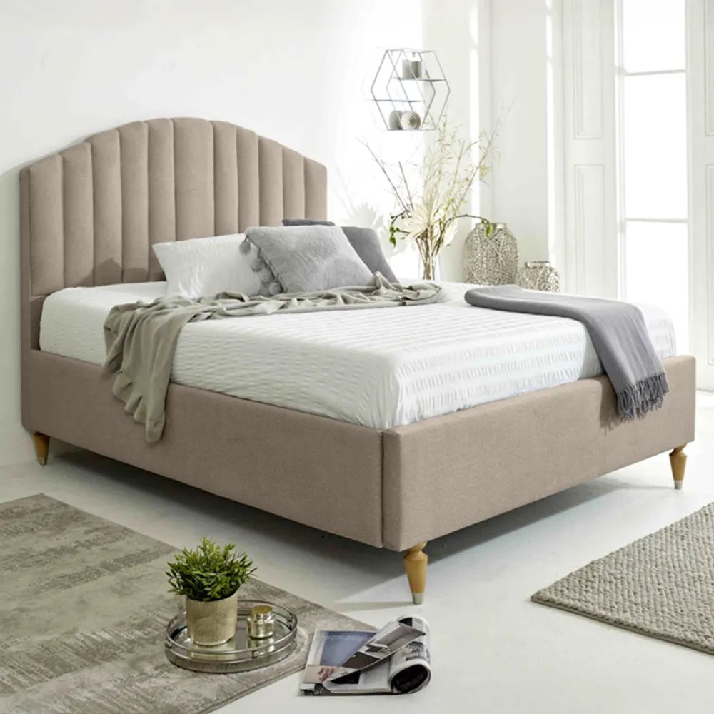 Henrik Super King Size Arlington Fabric Bed Frame - Cream