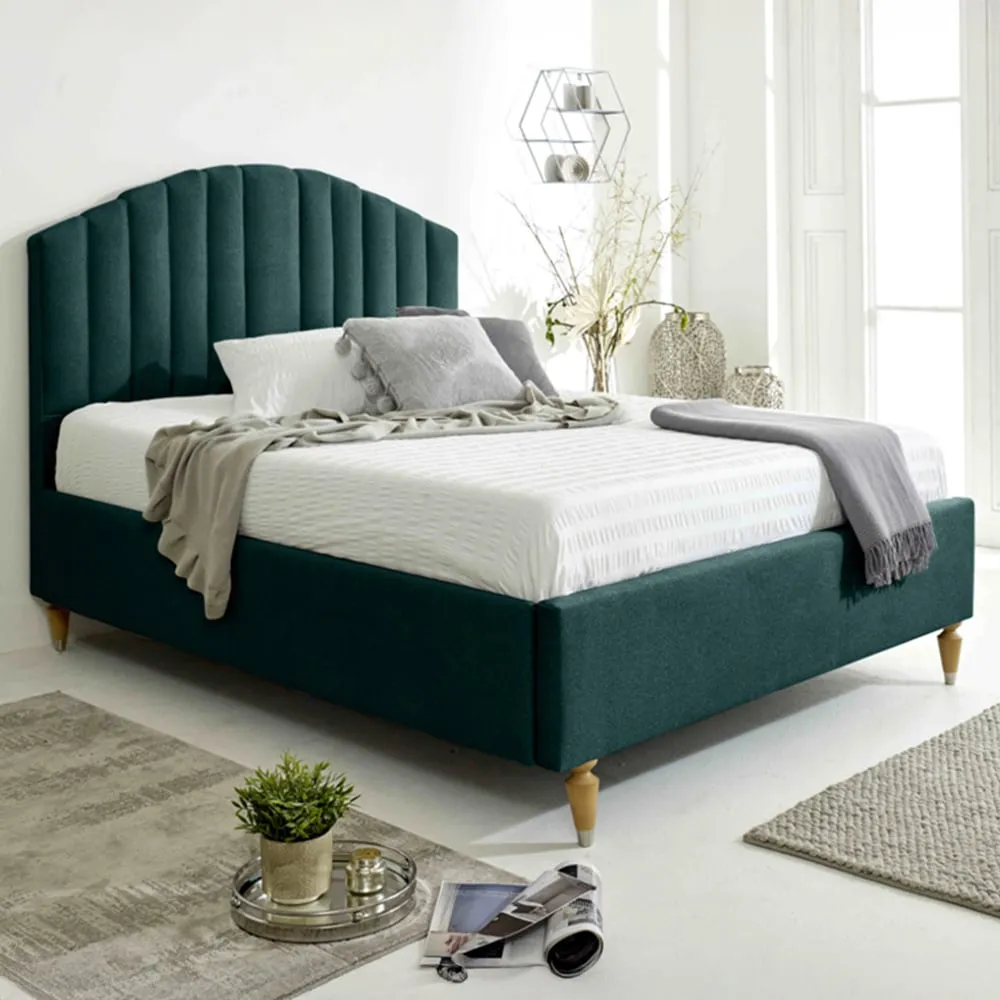 Henrik Super King Size Arlington Fabric Bed Frame - Green
