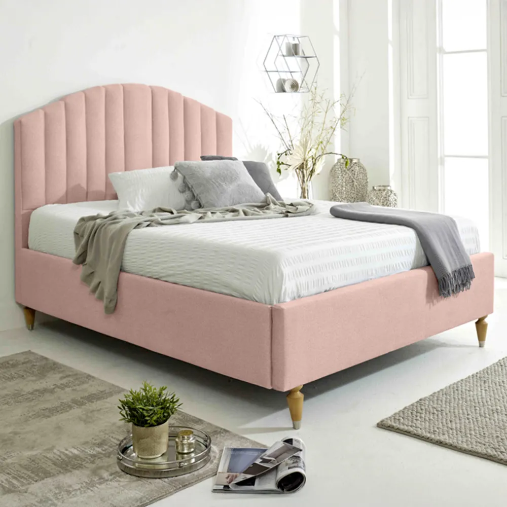 Henrik Super King Size Arlington Fabric Bed Frame - Pink