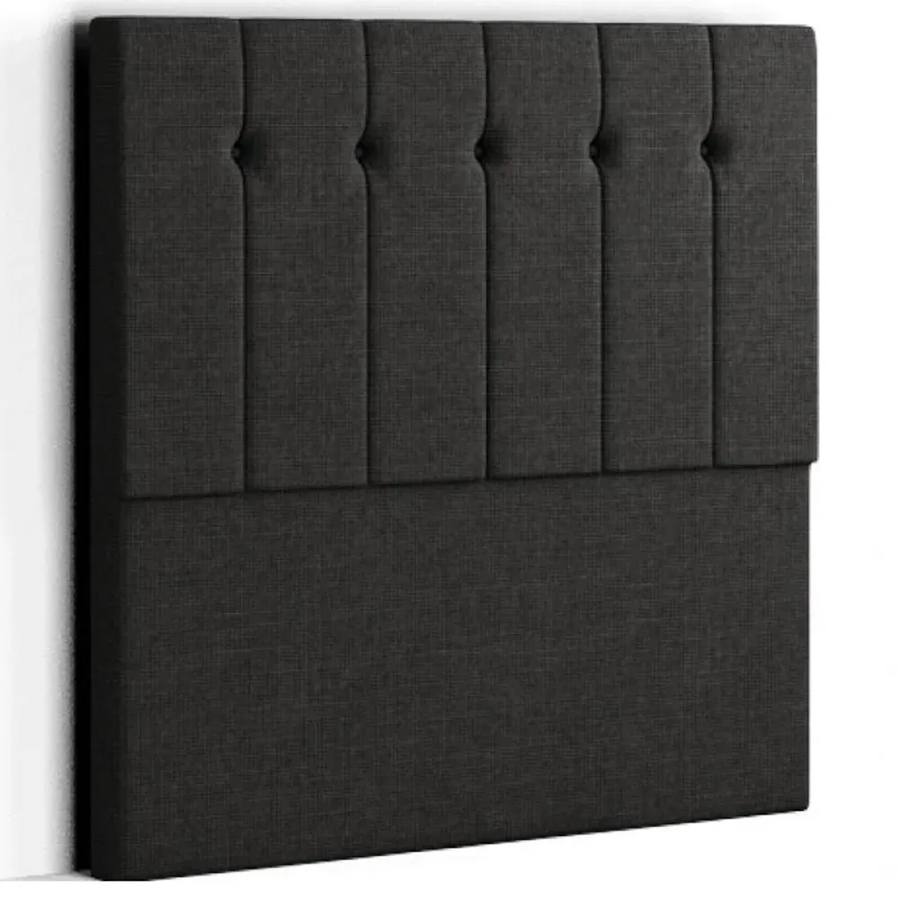Highland Single Floor Standing Headboard - Black, Linen
