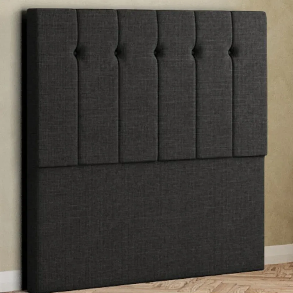 Highland Single Floor Standing Headboard - Black, Linen image