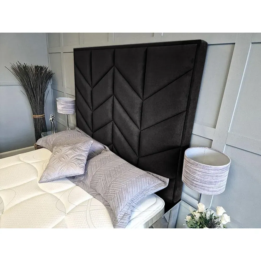 Alino King Size TV Bed Frame with Remote - Black, Velvet