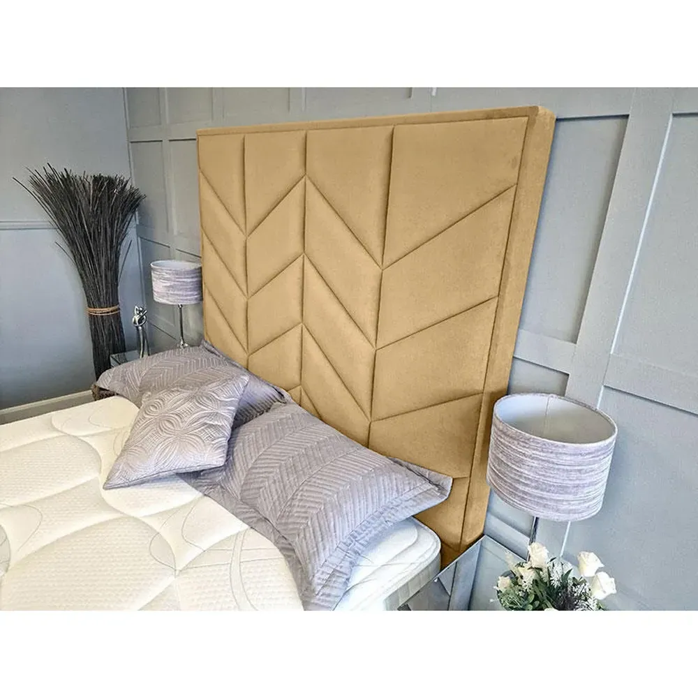 Alino Super King Size TV Bed Frame with Remote - Beige, Velvet