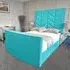 Alino Super King Size TV Bed Frame with Remote - Blue, Velvet